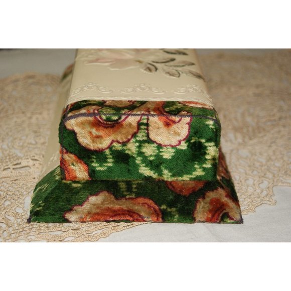Antique Victorian Velvet & Celluloid Dresser Box Embossed Pink Rose Cottagecore - Picture 7 of 9